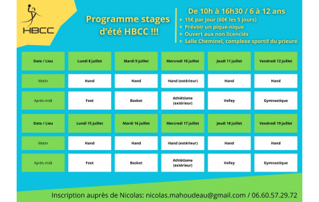 HBCC Stages été 2024