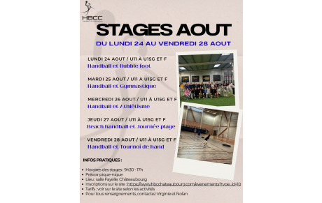 Stages de reprise d'août 2026